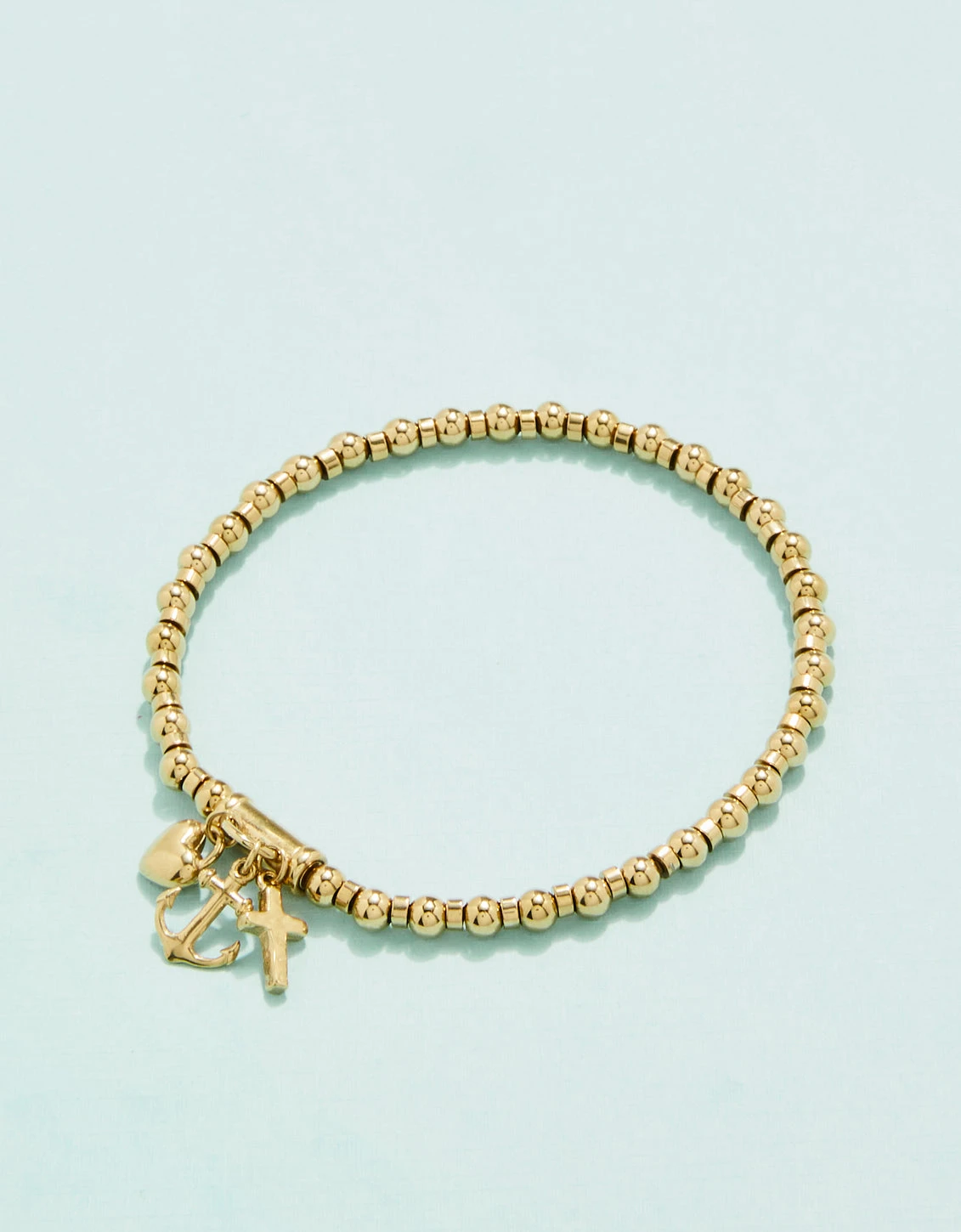 Faith Hope Love Stretch Bracelet Gold 4mm 1 Faith Hope Love Stretch Bracelet Gold 4mm