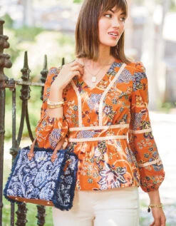 Boho Fringe Satchel Crossbody Marsh Boardwalk Paisley -Spartina Store 387710n