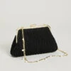 Ruched Velvet Clutch Black