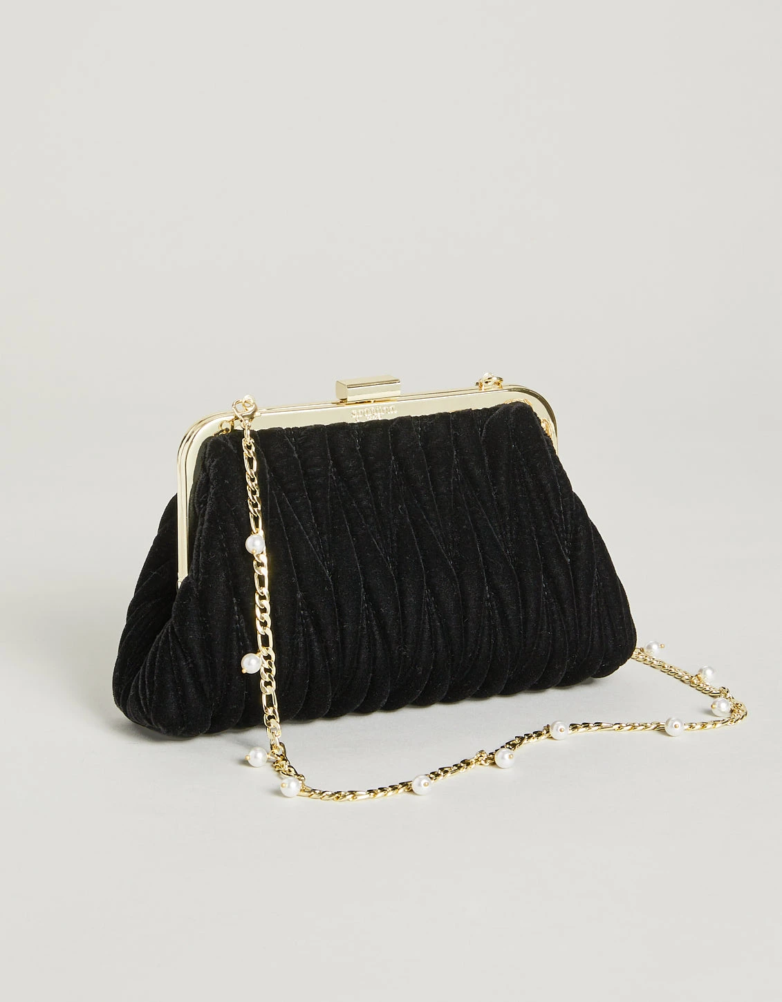Ruched Velvet Clutch Black 1 Ruched Velvet Clutch Black