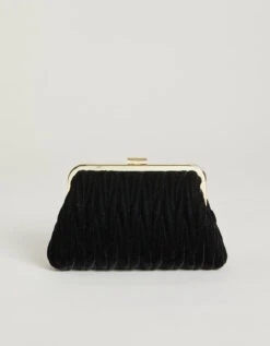 Ruched Velvet Clutch Black 7 Ruched Velvet Clutch Black -Spartina Store 388212b