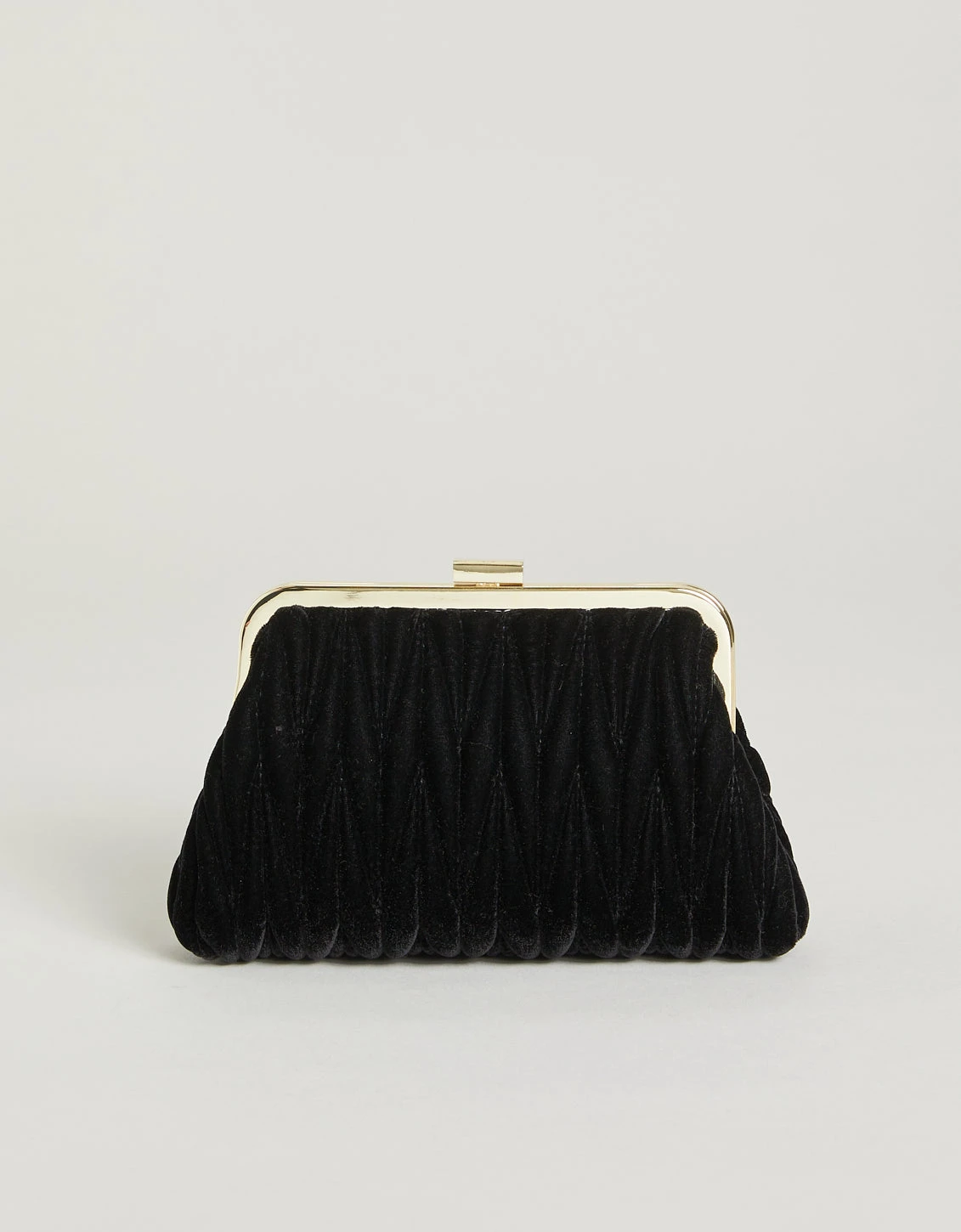 Ruched Velvet Clutch Black 3 Ruched Velvet Clutch Black - Image 3