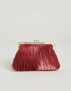 Ruched Velvet Clutch Dusty Mauve -Spartina Store 388229b