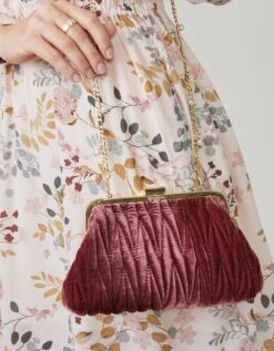 Ruched Velvet Clutch Dusty Mauve -Spartina Store 388229g