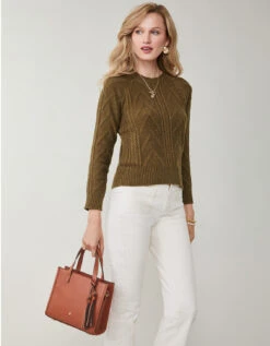 Shelby Cable Pullover Olive -Spartina Store 388601d