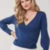 Coretta Wrap Sweater Deep Sea Blue
