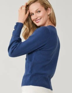 Coretta Wrap Sweater Deep Sea Blue -Spartina Store 388847c