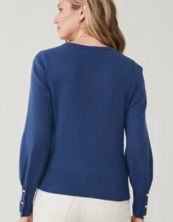 Coretta Wrap Sweater Deep Sea Blue -Spartina Store 388847d