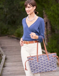 Coretta Wrap Sweater Deep Sea Blue -Spartina Store 388847m