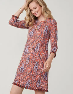 Island Fringe Dress Marsh Boardwalk Paisley Tomato