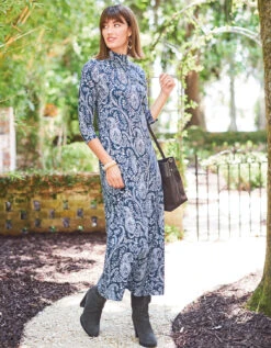 Naomi Midi Dress Marsh Boardwalk Paisley Navy -Spartina Store 389141m