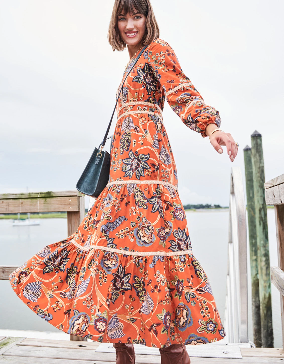 Nicolette Midi Dress Marsh Boardwalk Tree Of Life Tomato 7 Nicolette Midi Dress Marsh Boardwalk Tree Of Life Tomato - Image 7