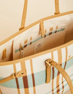 Jetsetter Tote Kalalanta Plaid Cream -Spartina Store 392725c