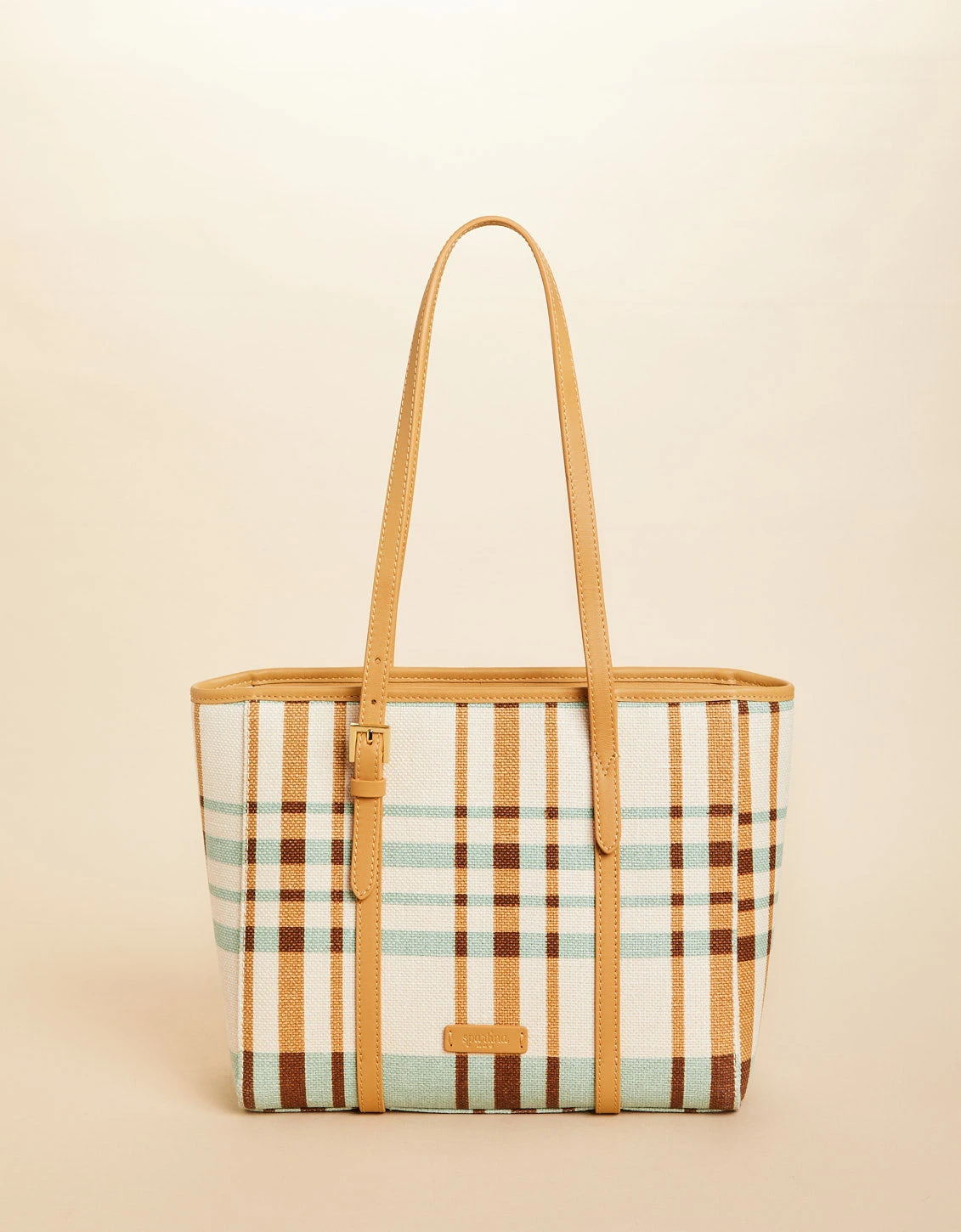 Siera Tote Kalalanta Plaid Cream 2 Siera Tote Kalalanta Plaid Cream - Image 2