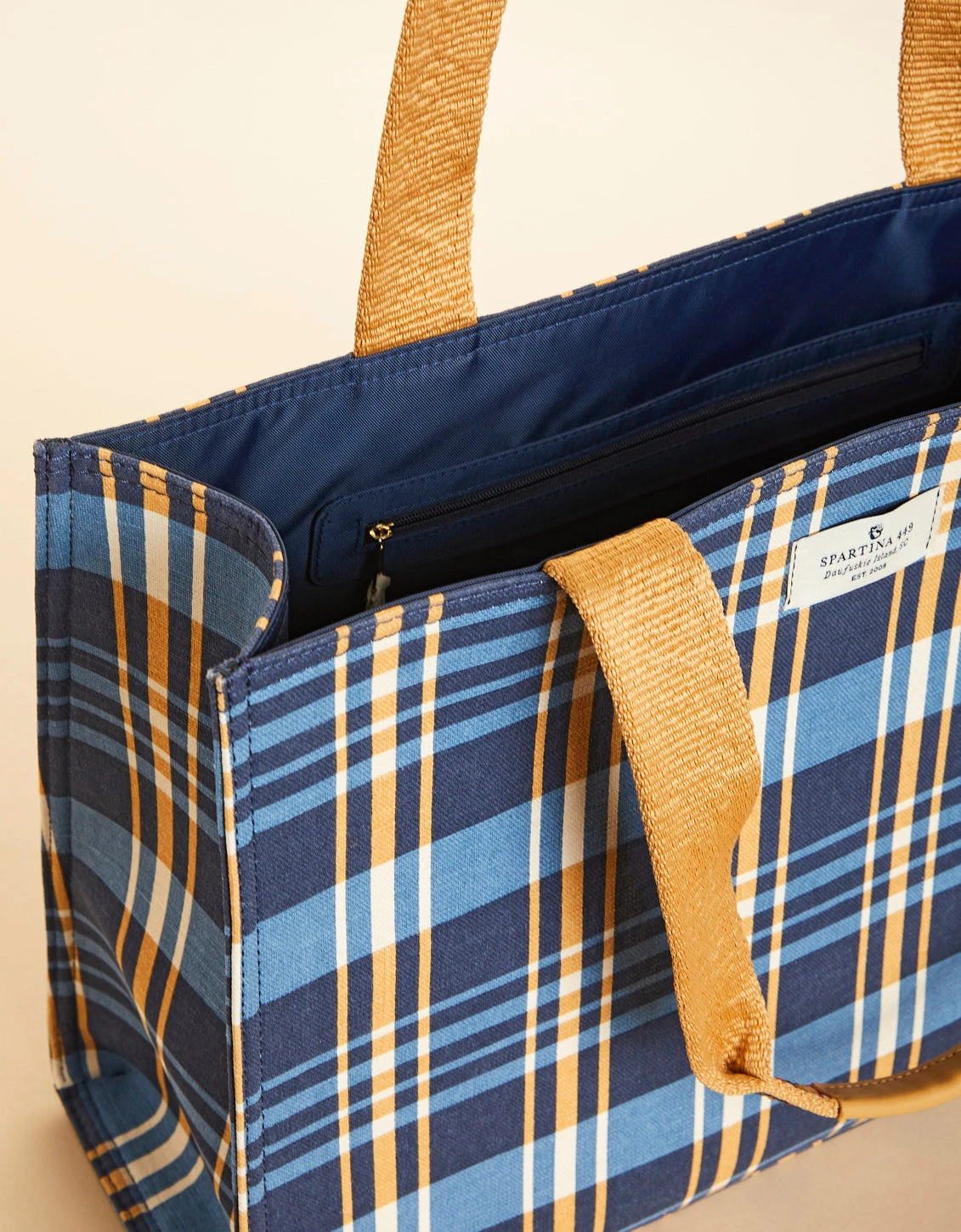 Shopper Tote Kalalanta Plaid Navy 2 Shopper Tote Kalalanta Plaid Navy - Image 2