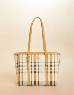 Zip Travel Tote Kalalanta Plaid Cream