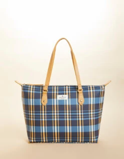 Zip Travel Tote Kalalanta Plaid Navy