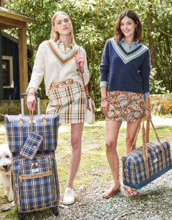 Zip Travel Tote Kalalanta Plaid Navy -Spartina Store 393098o