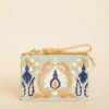 Sophie Straw Wristlet Kalalanta Ikat Palm Sea Foam