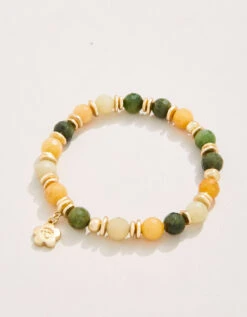 Briolette Stretch Bracelet 8mm Natural Green