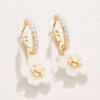 Yarrow Flower Earrings White Opal