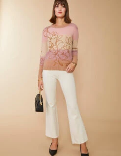 Florence Crewneck Sweater Pink Nutmeg Gradient -Spartina Store 394040c