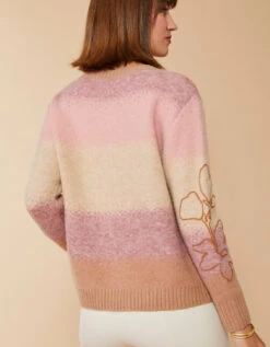 Florence Crewneck Sweater Pink Nutmeg Gradient -Spartina Store 394040d