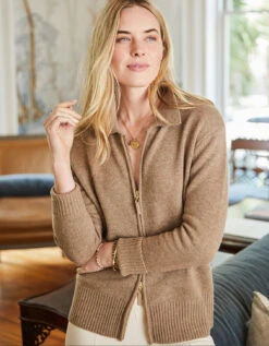 Goldie Zip Cardigan Pecan Heather