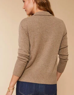 Goldie Zip Cardigan Pecan Heather -Spartina Store 394255d