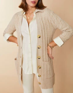 Toni Long Cardigan Oatmeal Heather -Spartina Store 395801b