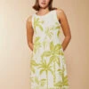 Madolyn Dress Southern Resort Palms Green