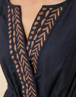 Keila Midi Dress Southern Resort Palms Black -Spartina Store 396297c