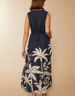 Keila Midi Dress Southern Resort Palms Black -Spartina Store 396297d