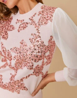 Emelia Sequin Sweater Pearl Blush 8 Emelia Sequin Sweater Pearl Blush -Spartina Store 396600c