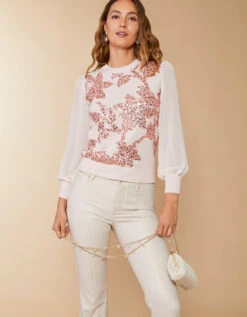 Emelia Sequin Sweater Pearl Blush 10 Emelia Sequin Sweater Pearl Blush -Spartina Store 396600e