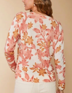Florence Crewneck Sweater Bascom Floral Pink -Spartina Store 396747e