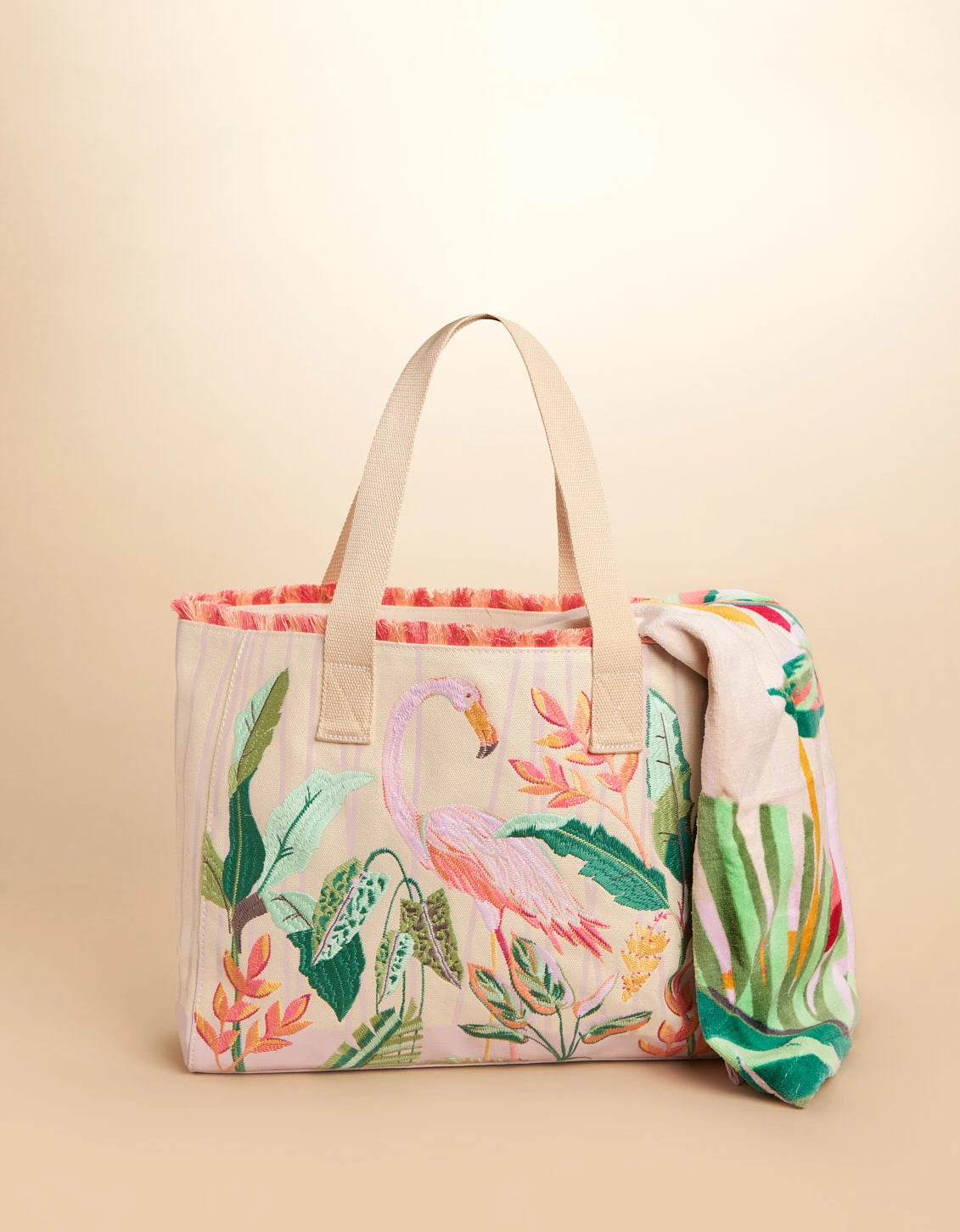 Beach Tote And Beach Towel Set Lilac Flamingo 1 Beach Tote And Beach Towel Set Lilac Flamingo