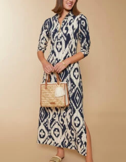 Nora Half-Zip Midi Dress Bascom Ikat -Spartina Store 397836e
