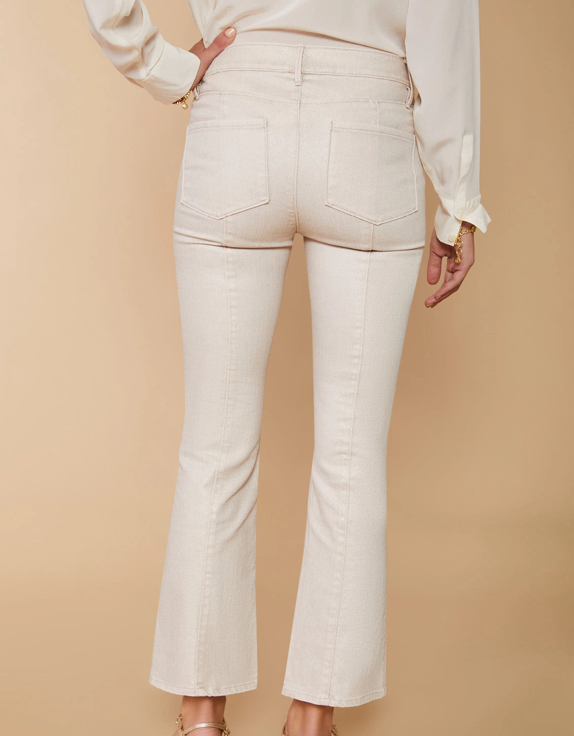 Mallory Kick Flare Jean Metallic Champagne 3 Mallory Kick Flare Jean Metallic Champagne - Image 3