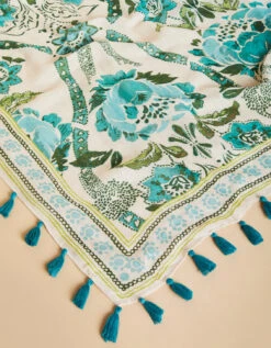 Square Scarf Mystic Moss Stencil Blue