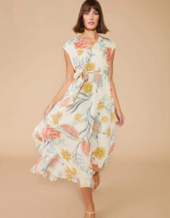 Hallie Midi Dress Clara Starry Floral Cream