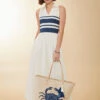 Haven Midi Dress Navy Stripe