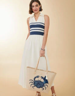 Haven Midi Dress Navy Stripe