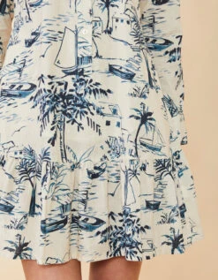 Ivonne Dress Clara Seascape Cream -Spartina Store 400093c