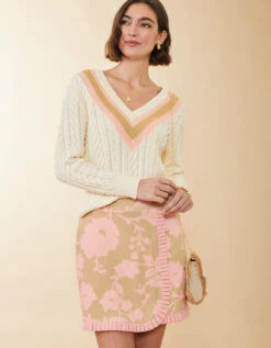 Jersey Wrap Skort Clara Blossoms Pink -Spartina Store 400161c