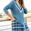 Jersey Wrap Skort Clara Plaid Bluestone