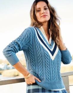 Lorna Varsity Sweater Bluestone 19 Lorna Varsity Sweater Bluestone -Spartina Store 400543m