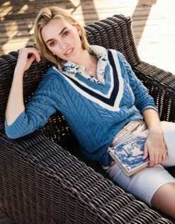 Lorna Varsity Sweater Bluestone 21 Lorna Varsity Sweater Bluestone -Spartina Store 400543p