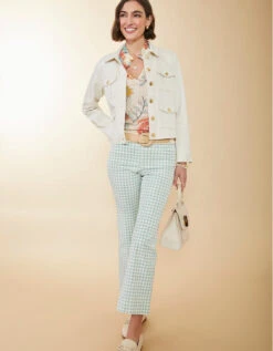 Maren Kick Flare Pant Clara Gingham AquaHaze -Spartina Store 400758d