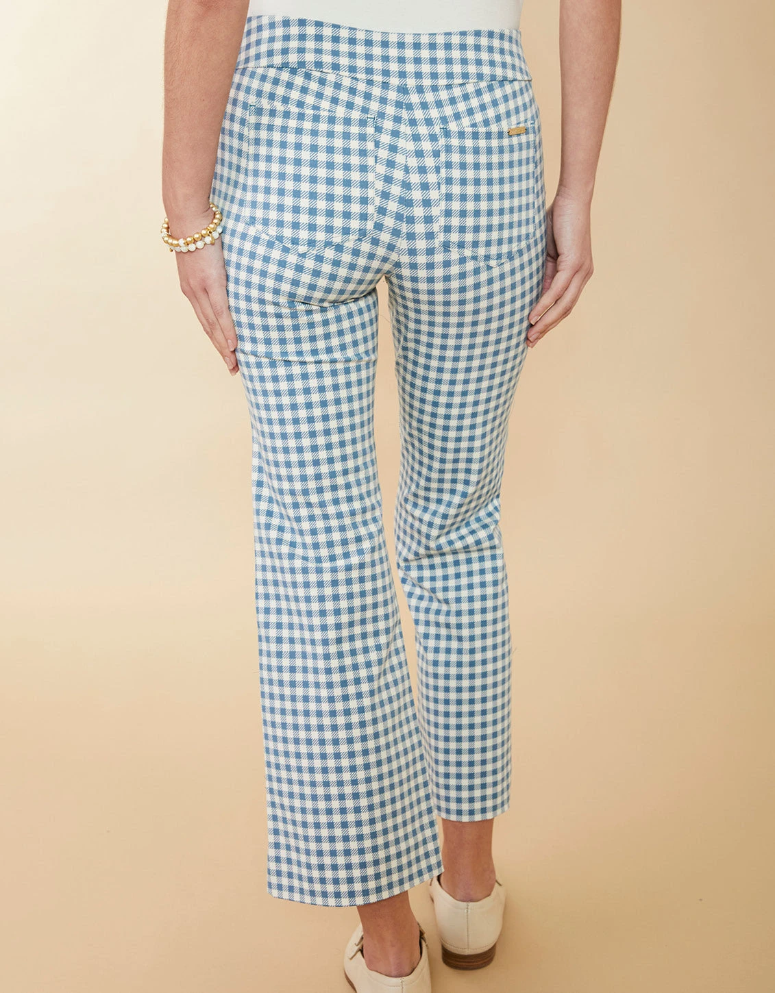 Maren Kick Flare Pant Clara Gingham Bluestone 2 Maren Kick Flare Pant Clara Gingham Bluestone - Image 2